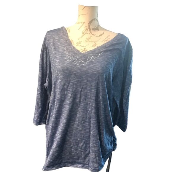 Gloria Vanderbilt Blue Blouse Gems Size 3X - Picture 2 of 10